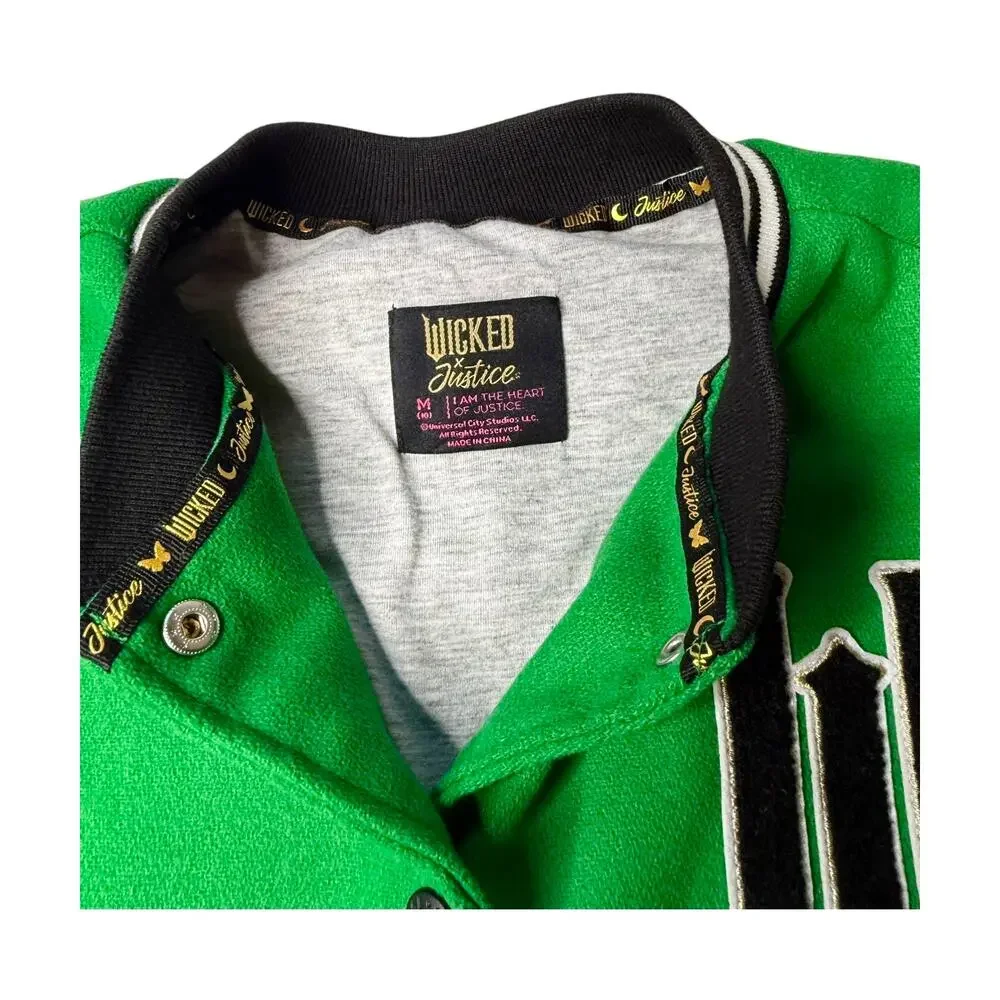 Wicked Bomber Jacket Girls M 10 Wizard Oz Justice Coat Elphaba Halloween Costume